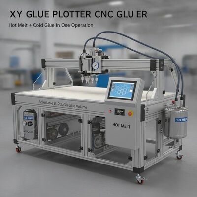 XY Glue Plotter CNC Gluer με ζεστή τήξη και κρύα κόλλα σε μία λειτουργία, ρυθμιζόμενο όγκο κόλλας 5L-20L και μέγεθος εργασίας 1700x2500mm